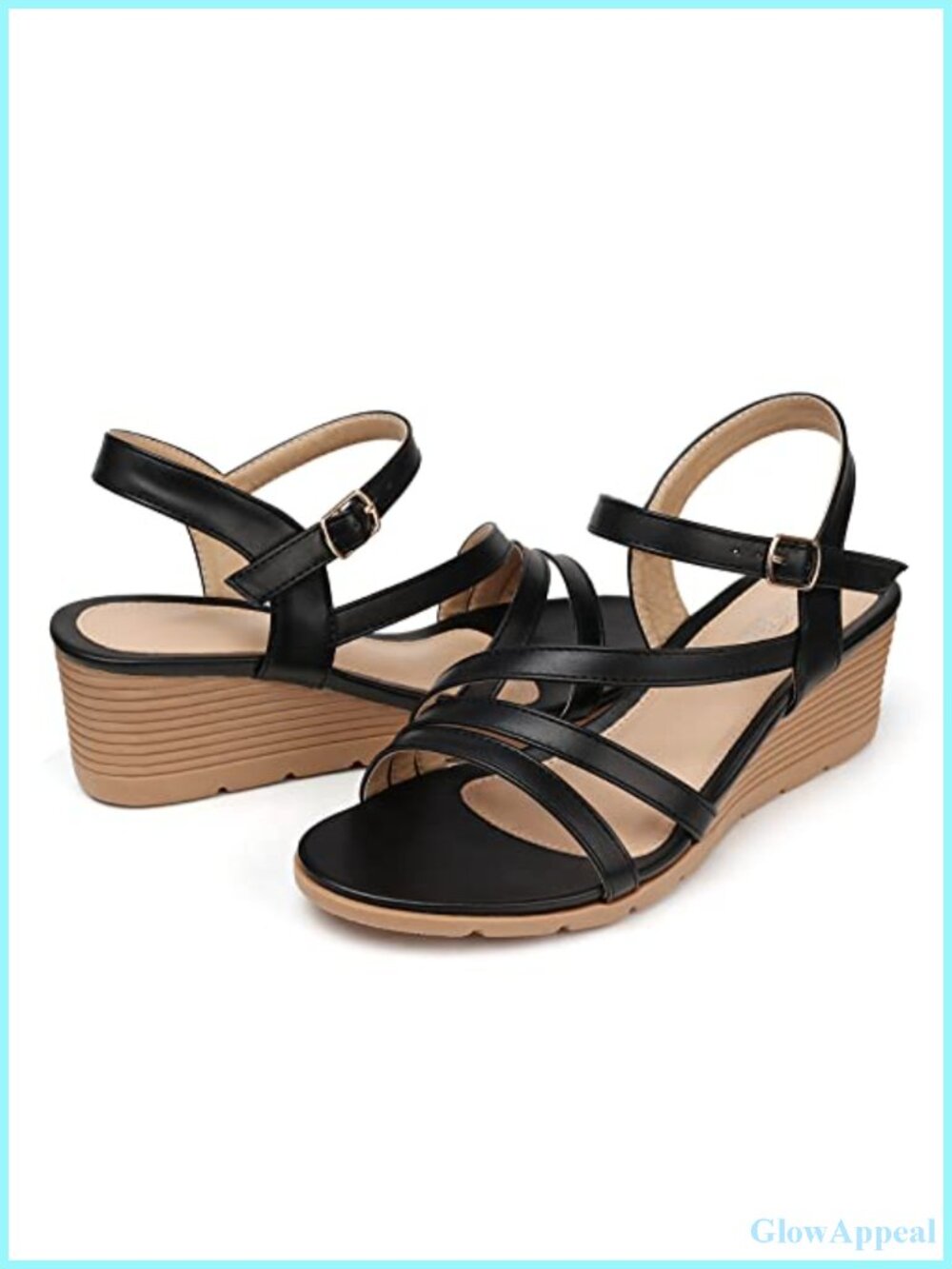 Women's Wedge Sandals Low Heel Ankle Strap Comfortable Walking Dressy